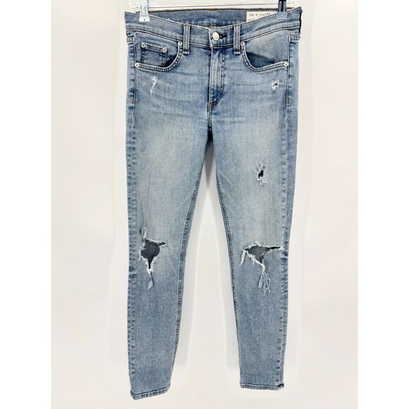 RAG & BONE Ankle Skinny Distressed Destroyed Knee Jeans Size 27 - Picture 1 of 7